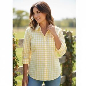 Croft & Barrow Yellow Checkered Shirt. New